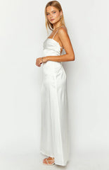 Blaise White Satin Maxi Dress