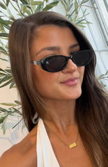 Beginning Julie Black Rounded Sunglasses