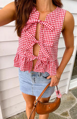 Baxter Red Gingham Top