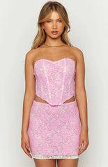 Jem Pink Lace Mini Skirt