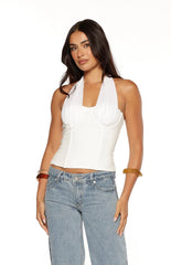 Ivie White Corset Halter Neck Top