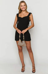 Joyce Black Chiffon Mini Dress