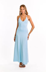 Chevelle Light Blue Halter Maxi dress