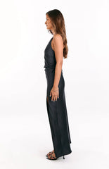Marriot Black One Shoulder Formal Maxi Dress