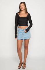 Vida Black Long Sleeve Top