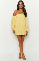 Koa Yellow Long Sleeve Mini Dress