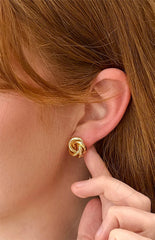 Gold Knot Stud Earrings