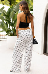 Loreta White Polka Dot Low Waist Pants