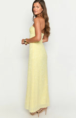 Ashley Yellow Sequin Strapless Maxi Dress