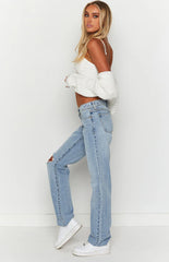 Abrand A 99 Rhonda Blue Rip Low Straight Jean