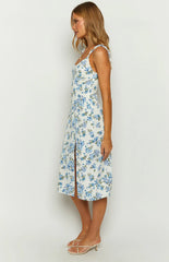 Jessie Blue Floral Midi Dress