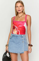 Joy Light Wash Denim Wrap Mini Skort