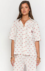 Alexea Cherry Print Pajama Shirt