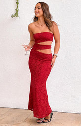 Rae Red Strapless Maxi Dress