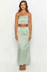 Lala Sage Satin Maxi Skirt