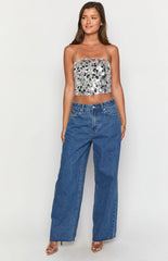 She's Yours Mid Wash Denim Wide Leg Boyfriend Jeans