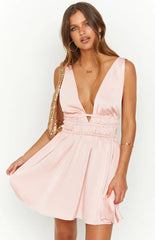 Genovia Pink Matte Satin Mini Dress