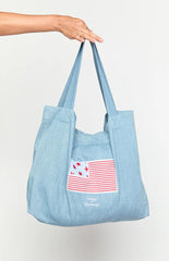 Beginning Washed Denim USA Tote Bag