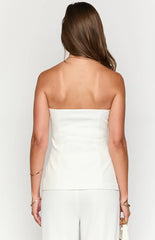 Dien White Strapless Button Up Top