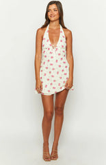 Take It Off Pink Floral Halter Mini Dress