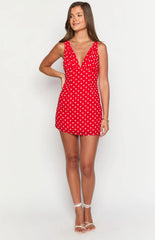 Daphne Red Polka Dot Mini Dress