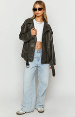 Lioness Ace Charcoal PU Biker Jacket