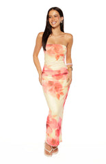 Imogen Yellow and Pink Floral Print Maxi Dress