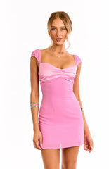 Nusa Pink Cap Sleeve Mini Dress