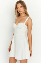 Sabrina White Linen Blend Mini Dress