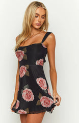 Eleanora Black Floral Mini Dress