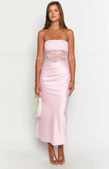 Kevin Pink Lace Maxi Dress