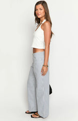 Amity Navy Stripe Mid Rise Straight Leg Jeans