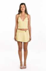 Say No More Yellow Trim Halter Top