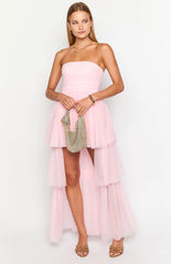 Avery Pink High-Low Maxi Dress