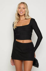 Zac Black Linen Blend Skort