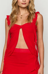 Caspian Red Chiffon Top