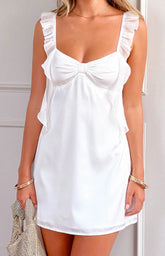 Joyce White Satin Mini Dress