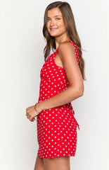 Daphne Red Polka Dot Mini Dress