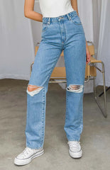 ABRAND A 94 High Straight Georgia Rip Blue Jeans