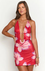 Katy Red Crimson Paradise Mini Dress
