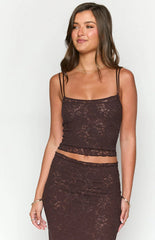 Willow Brown Lace Tank Top