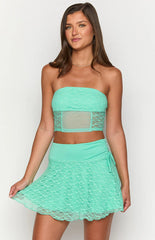 Stay Teal Lace Mini Skirt