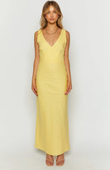 Resorts Yellow Linen Blend Maxi Dress