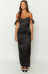 Sheridan Black Satin Maxi Dress