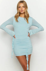 Yarrina Light Blue Long Sleeve Mini Dress