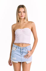 Muse Pink and White Polka Dot Strapless Top