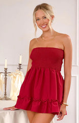 Sundazed Strap Back Dress Red