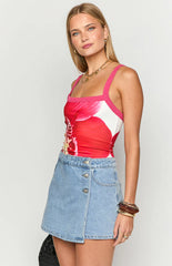 Joy Light Wash Denim Wrap Mini Skort