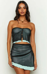 Taytum Blue Contrast Mesh Top