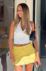Spritz Yellow Sequin Party Mini Skirt
